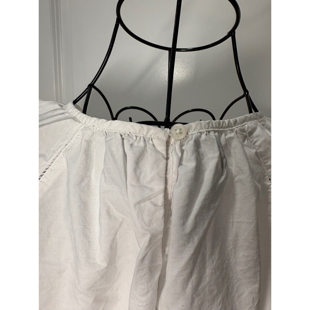 J.Crew Re-Imagined White Eyelet Embroidered Scalloped Hem‎ Blouse Small - Picture 6 of 9
